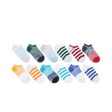 Free Run Stripes Boys 12-Pack Kids Recycled Yarn Socks, flat laid