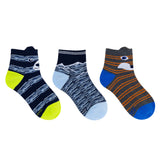 Scout Critter 3-Pack Quarter Socks for Toddlers and Kids, flat laid