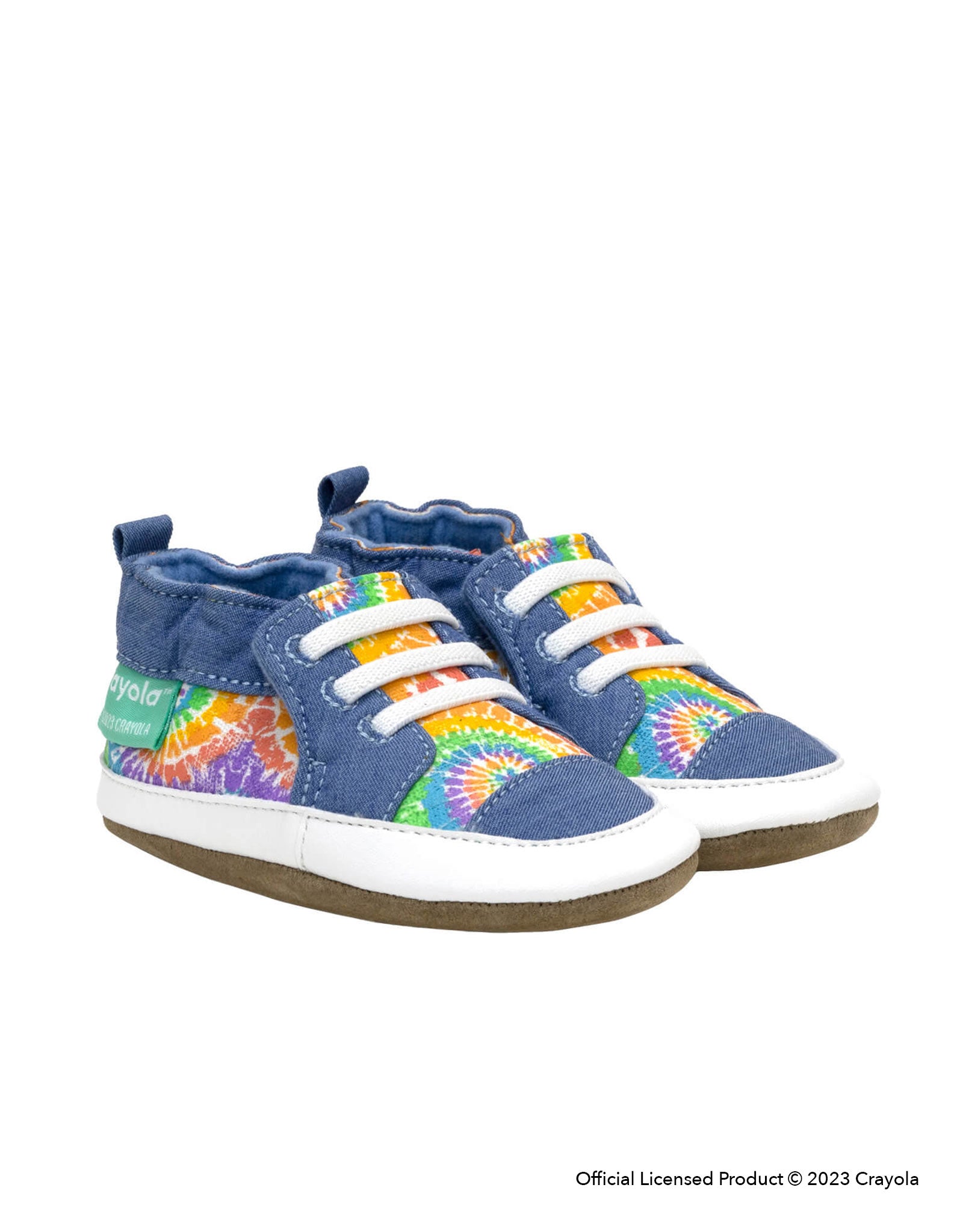 Crayola® Rainbow Tie Dye Soft Soles in Blue, perspective view