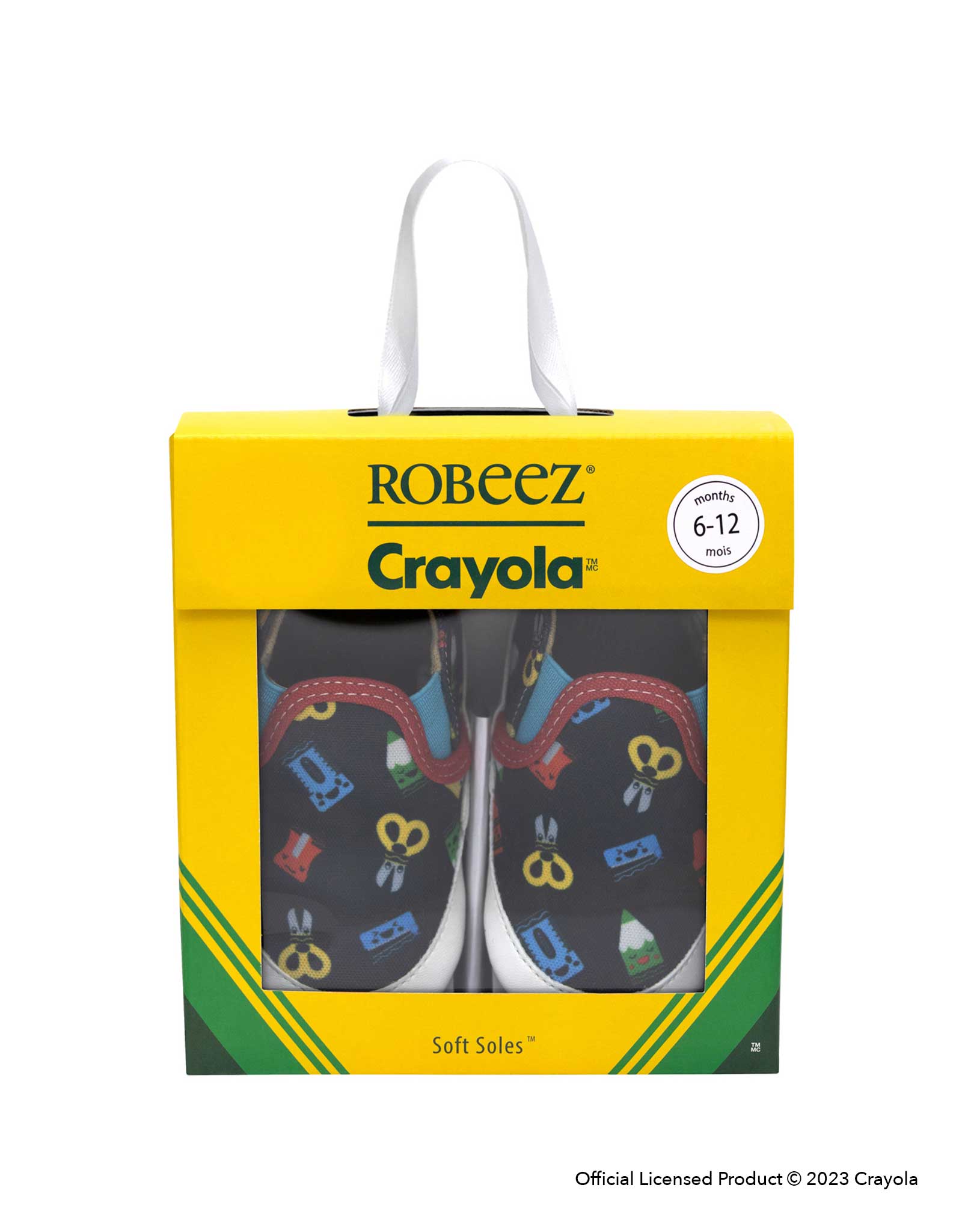 Crayola® Never Run with Scissors Soft Soles in Black in its giftbox packaging