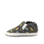Glowing Dinos Soft Soles in Charcoal Grey, side view