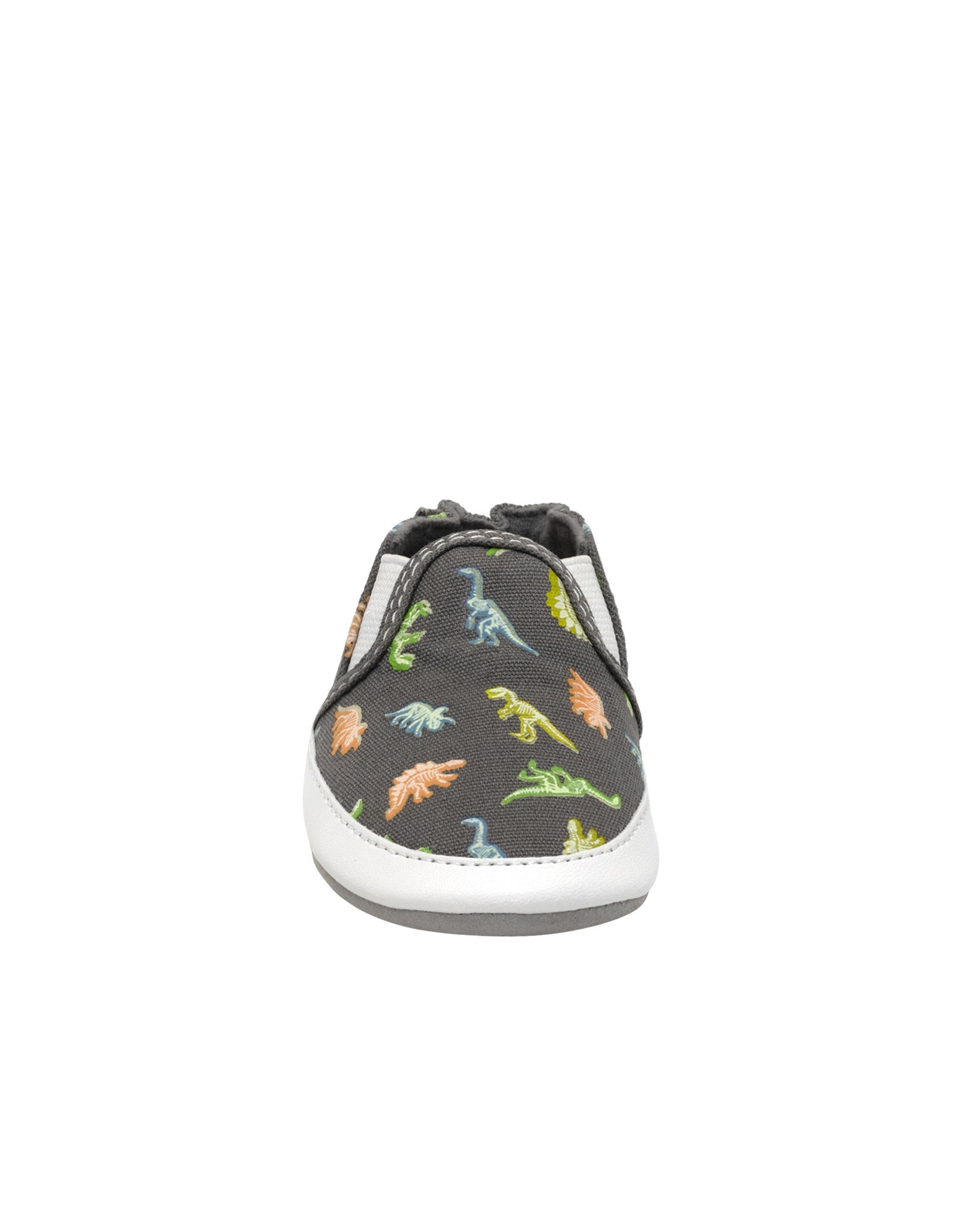 Glowing Dinos Soft Soles in Charcoal Grey, front view