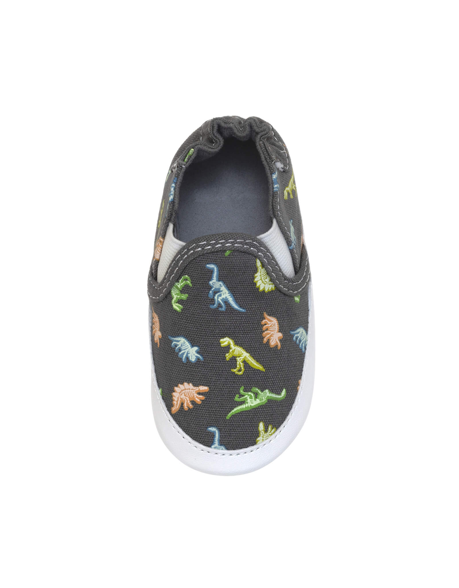 Glowing Dinos Soft Soles in Charcoal Grey, top view