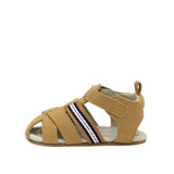 Stuart First Kicks Sandals in Tan, side view