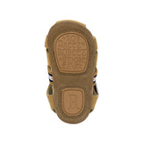 Stuart First Kicks Sandals in Tan, bottom view