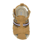 Stuart First Kicks Sandals in Tan, top view