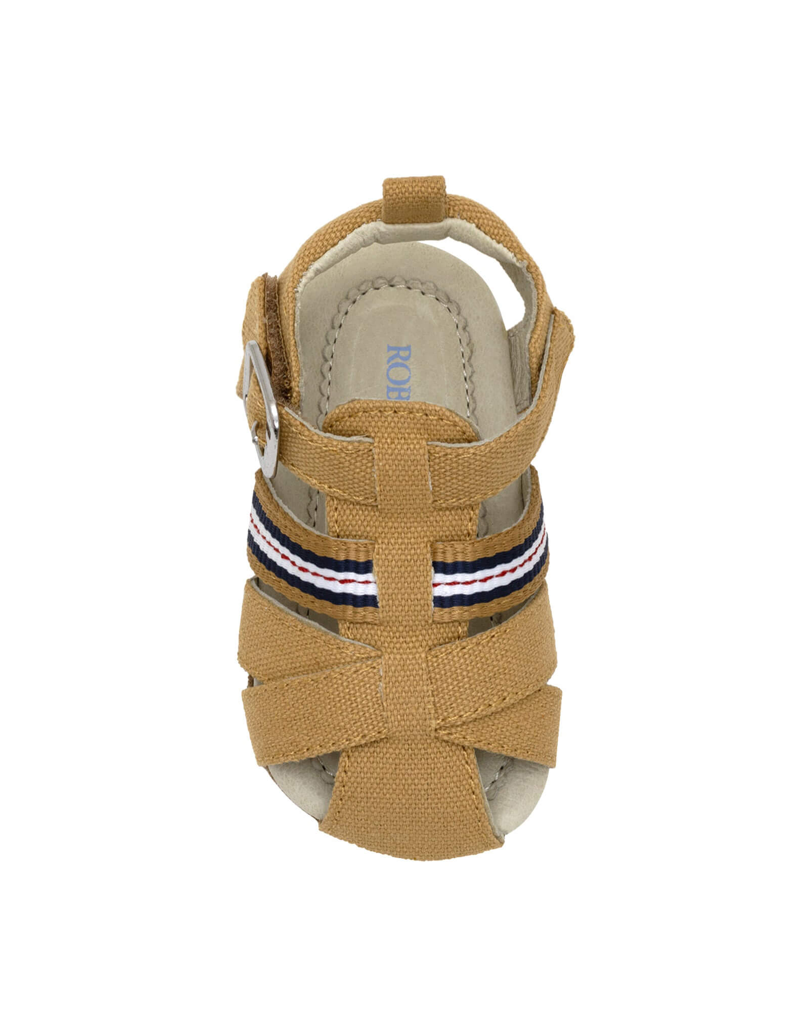 Stuart First Kicks Sandals in Tan, top view