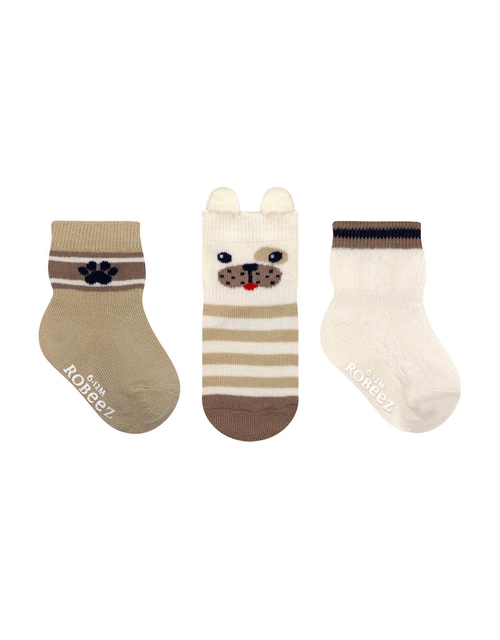 Puppy Love 3-Pack Baby Socks, flat laid