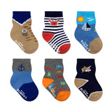 Let's Sail Away 6-Pack Baby Socks, flat laid
