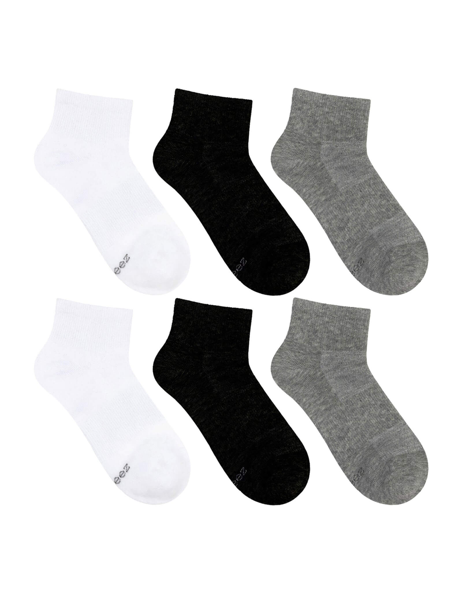 Everyday Athletic 6-Pack Quarter Socks  for Toddlers and Kids, flat laid