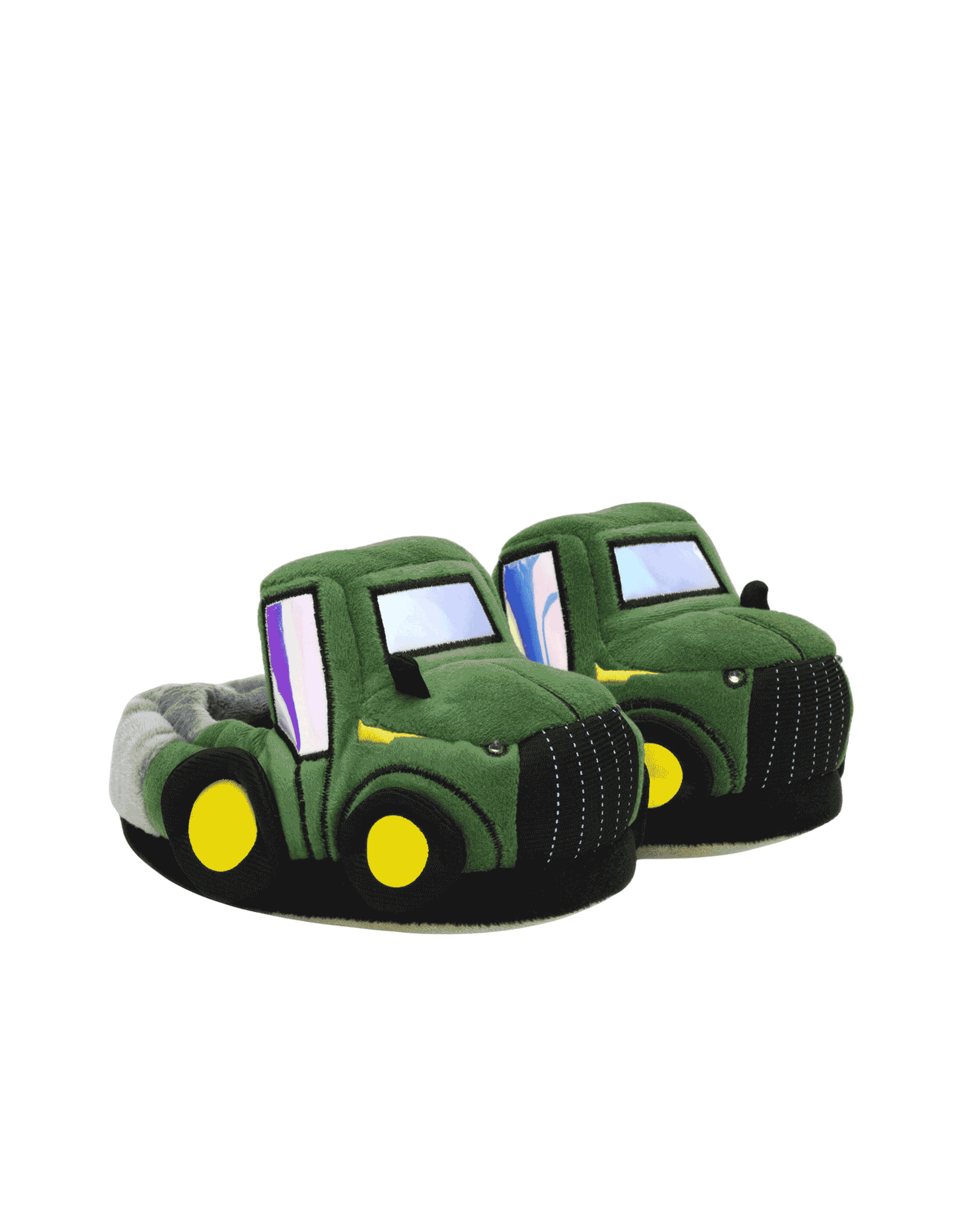 Tractor Light-up Slippers in Green, perspective view