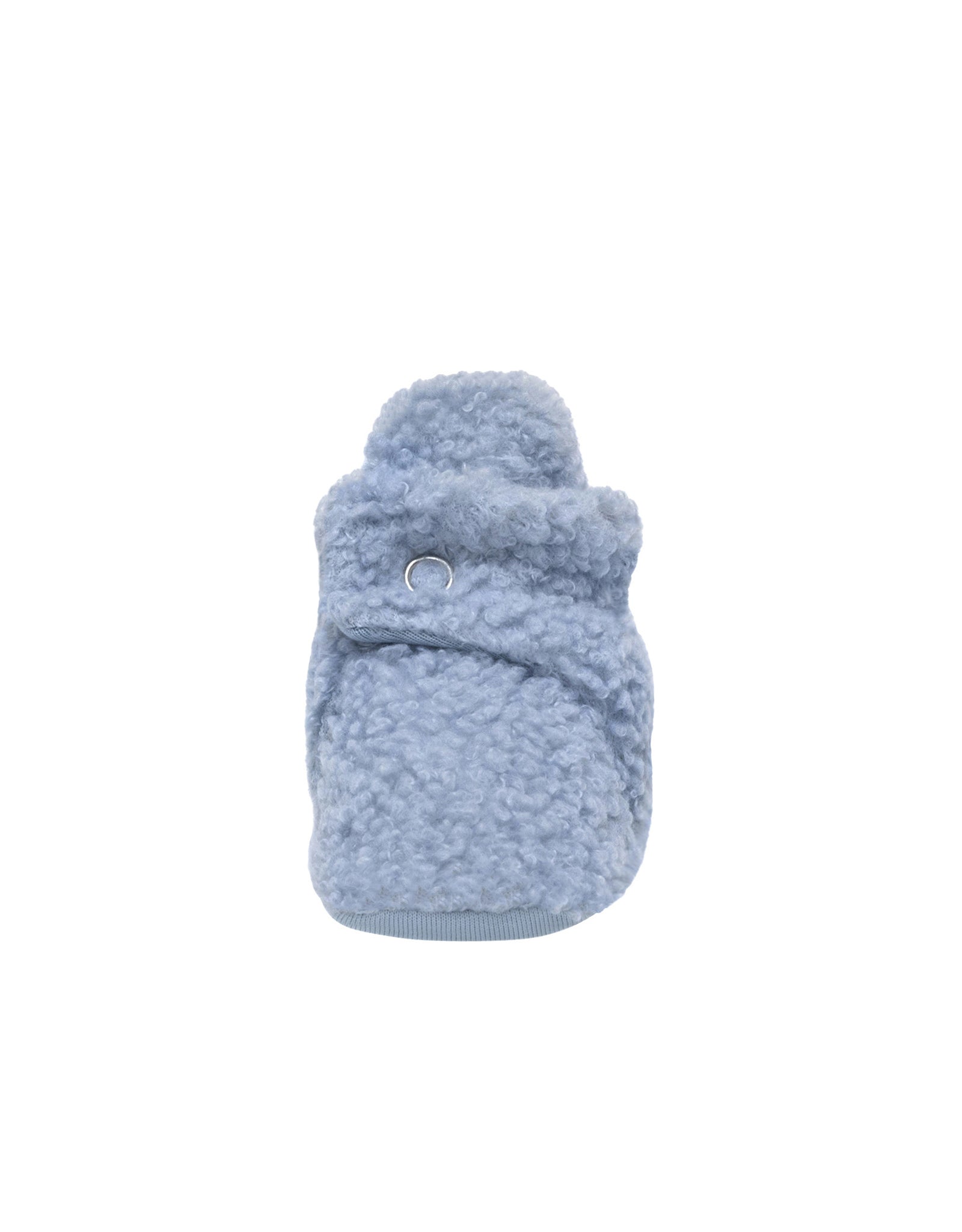Sherpa Snap Booties in Light Blue, front view