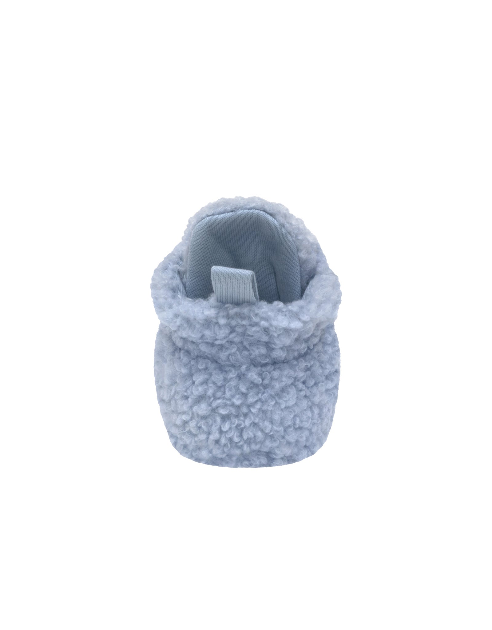 Sherpa Snap Booties in Light Blue, back view