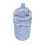 Sherpa Snap Booties in Light Blue, top view