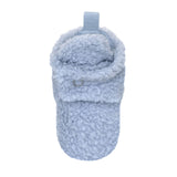 Sherpa Snap Booties in Light Blue, top view