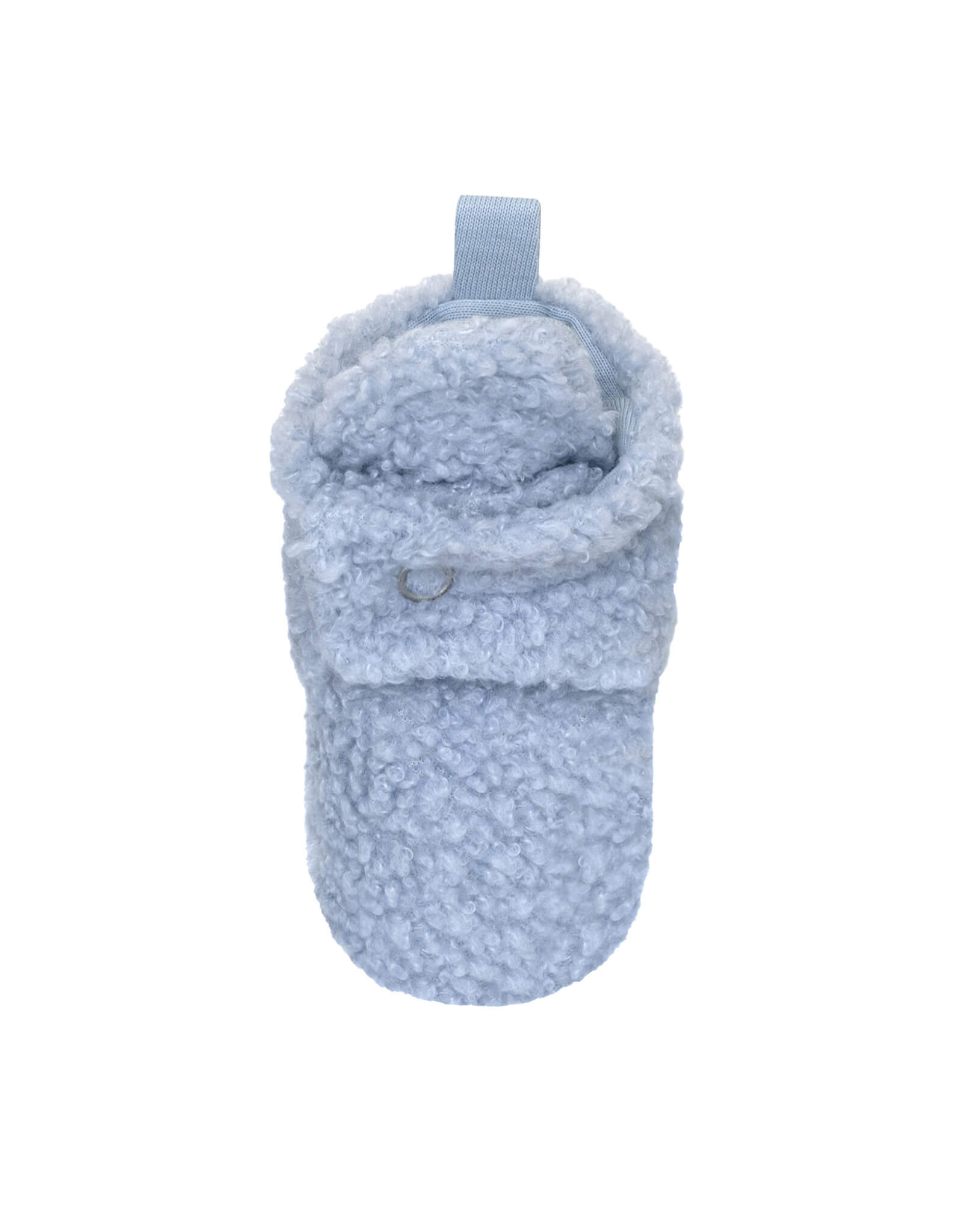 Sherpa Snap Booties in Light Blue, top view