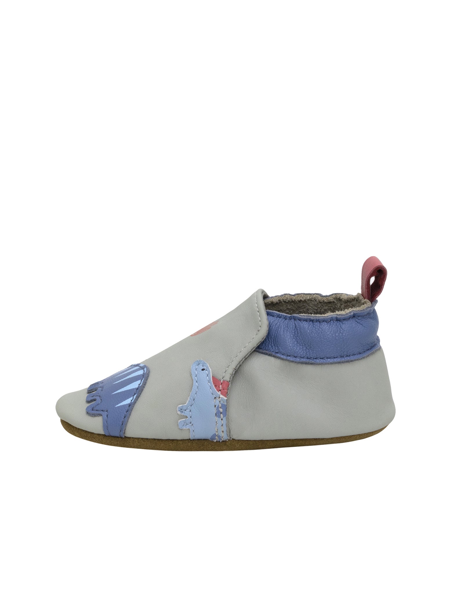 Dino Pals Soft Soles in Grey, side view
