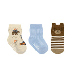 Let's Go Camping 3-Pack Baby Socks in Tan, flat lay