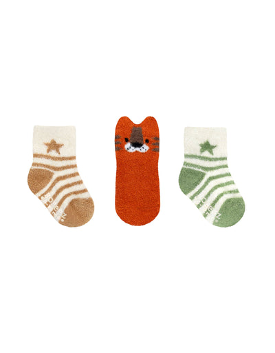 Tiger-Tastic! 3-Pack Baby Socks in Orange, flat laid