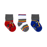 Racers 3-Pack Baby Socks in Grey, flat laid