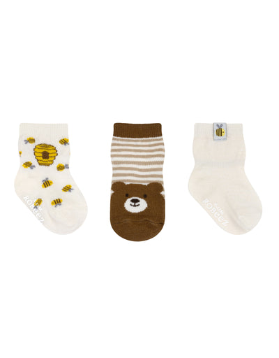 Oh Honey 3-Pack Baby Socks in Tan