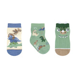 Tiny Dinos 3-Pack Baby Socks in Olive