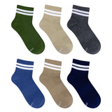 Brady Striped 6-Pack Quarter Socks in Neutral for Toddlers and Kids