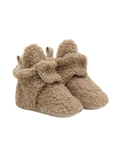 Sherpa Snap Booties in Tan