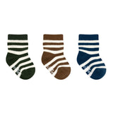 Breton Stripes 3-Pack Baby Socks in Olive