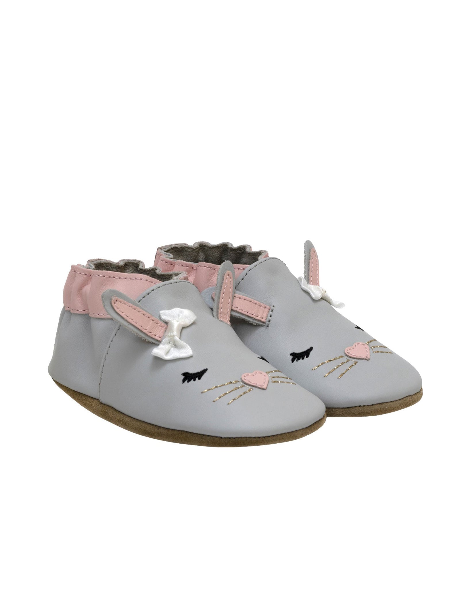 Heart Bunny Soft Soles Grey, perspective view