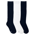 3-Pack Solid Knee Highs Socks Navy for Toddlers and Kids, flat laid