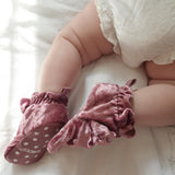 Bonnie Velvet Snap Booties in Pink