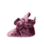 Bonnie Velvet Snap Booties in Pink, side view