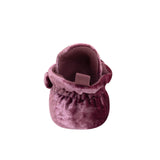 Bonnie Velvet Snap Booties in Pink, back view