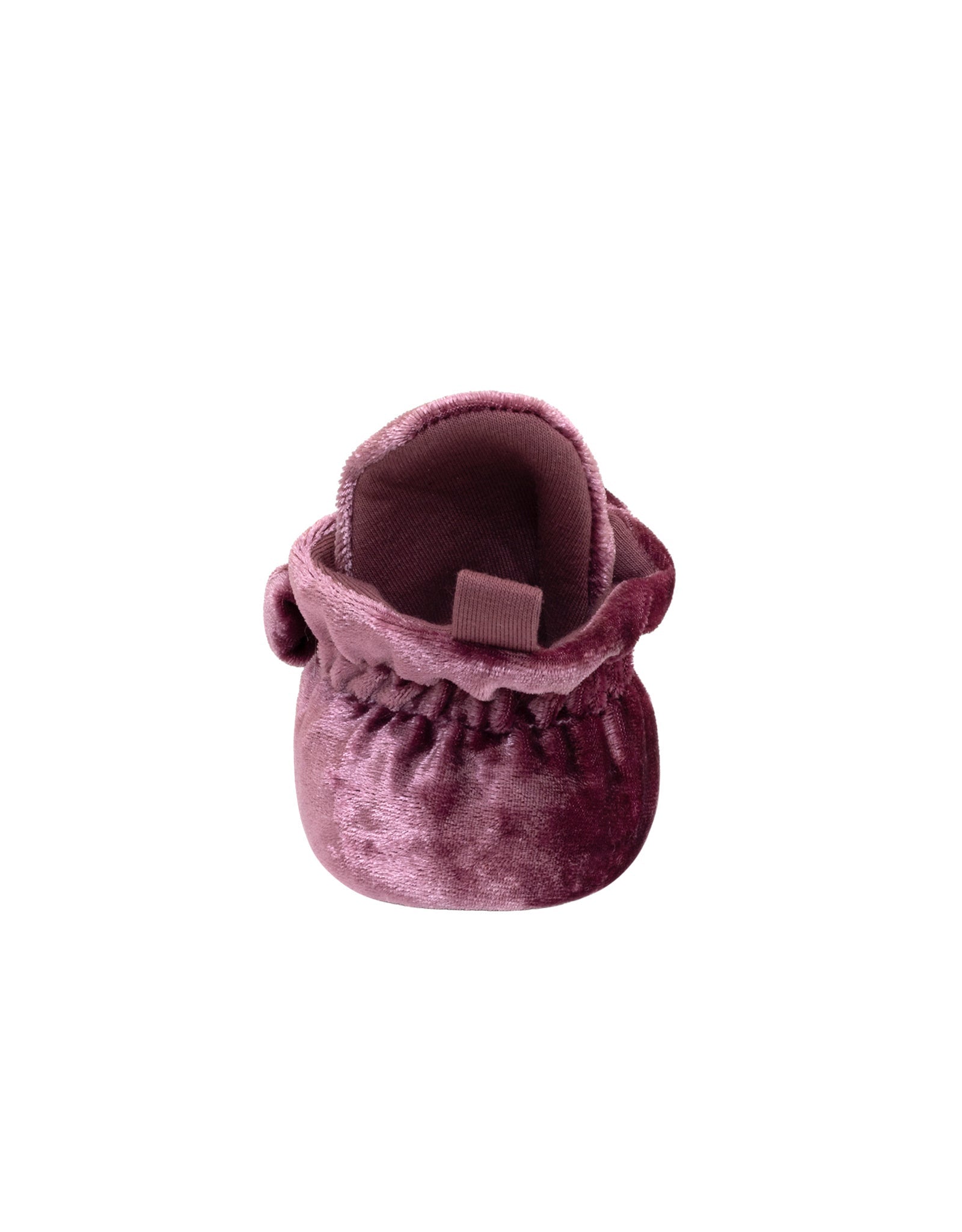Bonnie Velvet Snap Booties in Pink, back view