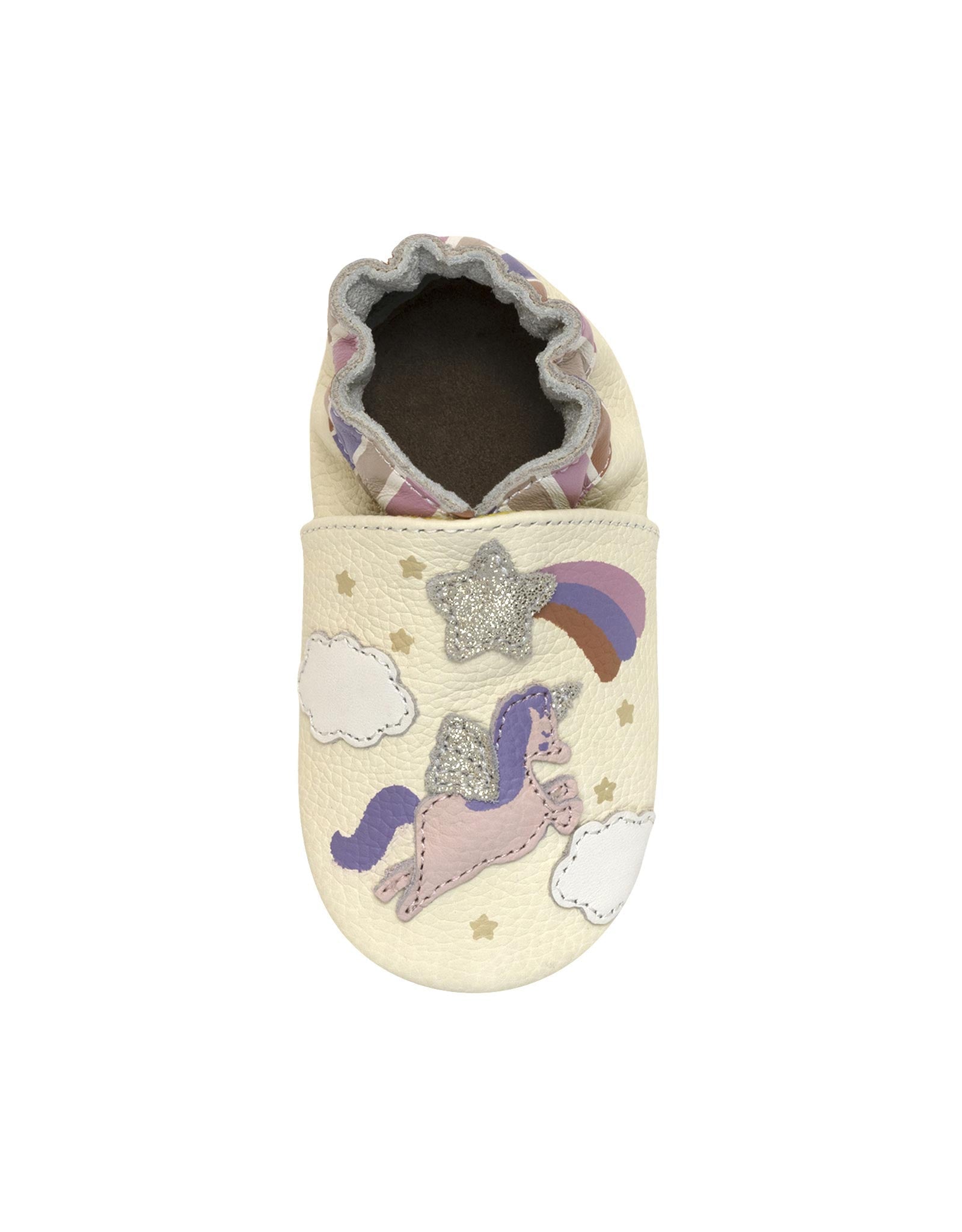 Born to Shine Soft Soles in Ivory, top view