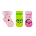 Sweet to the Core 3-Pack Infant Crew Socks, flat laid