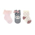 Cats Rule 3-Pack Baby Socks in Pink, flat laid