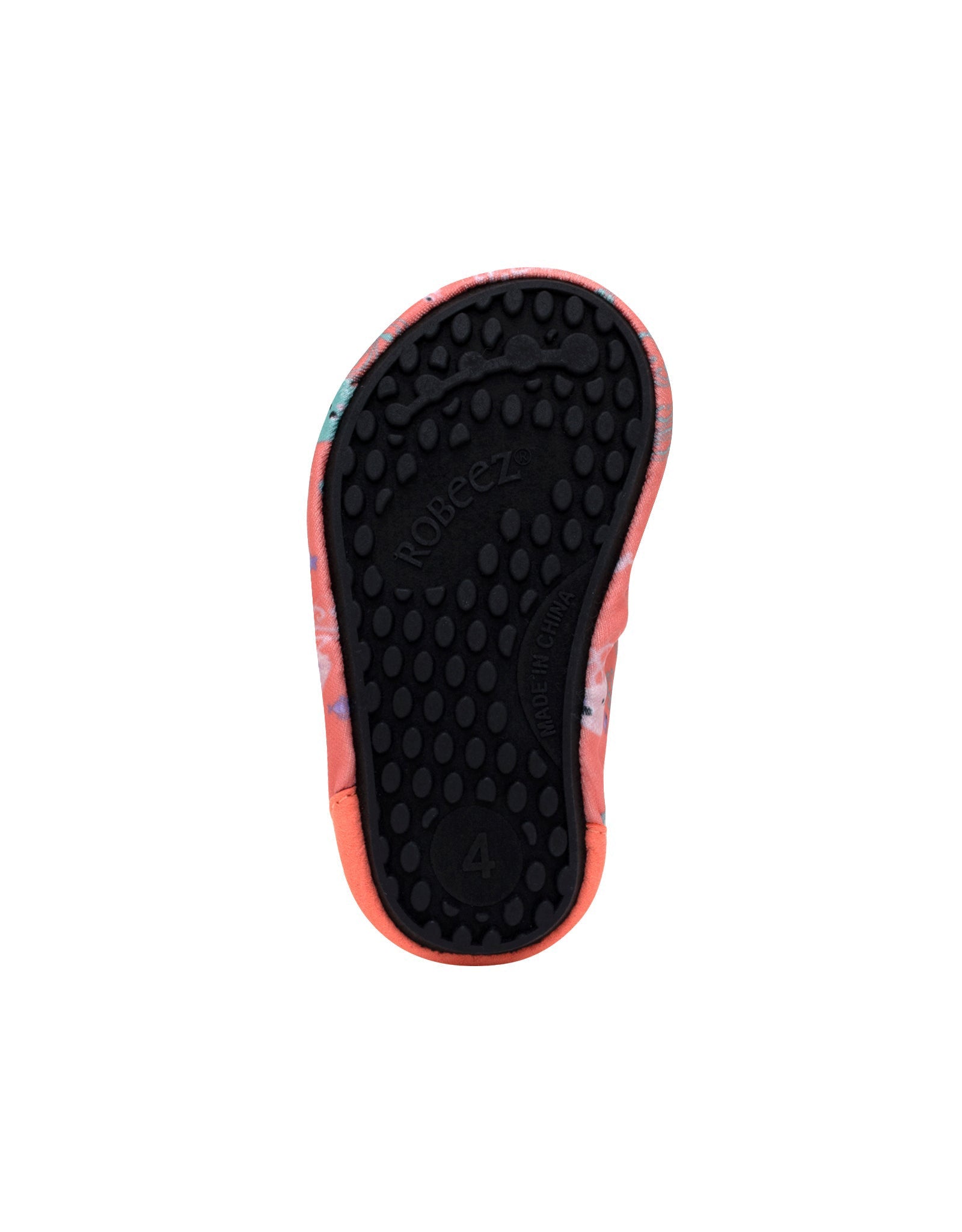 Jelly Fish Aqua Shoes in Coral, bottom view