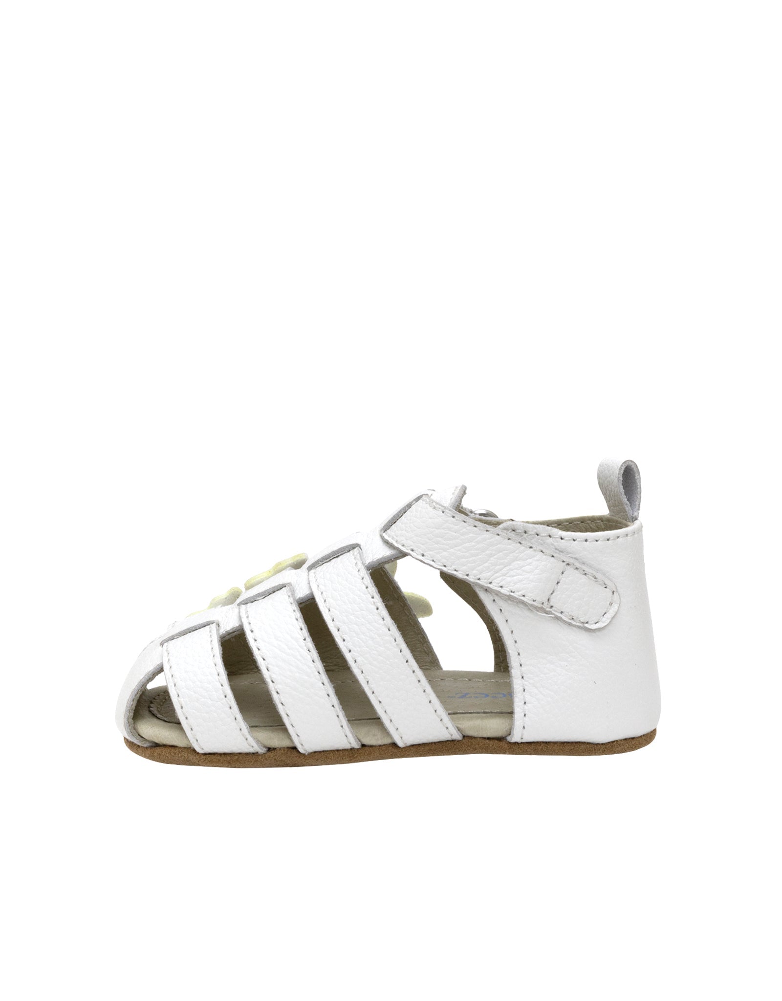 Mariposa First Kicks Sandals in White, side view