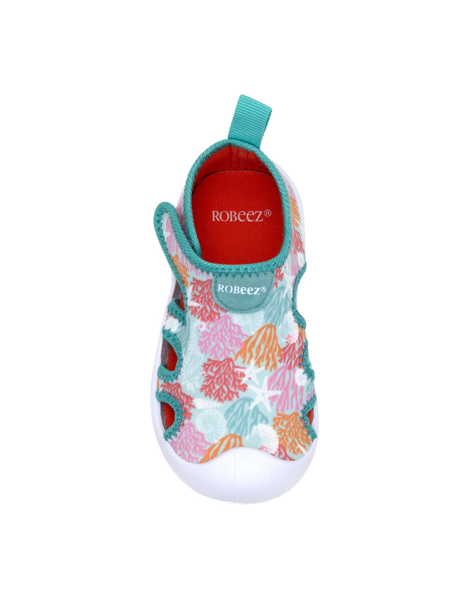 Coral Island Water Shoes in Aqua, top view