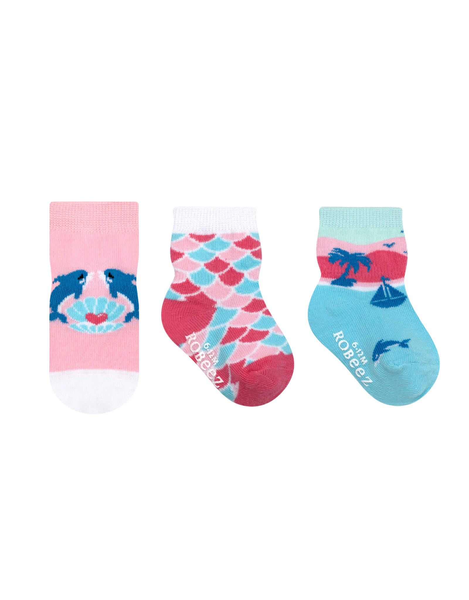 Fun in The Sun 3-Pack Baby Socks, flat laid