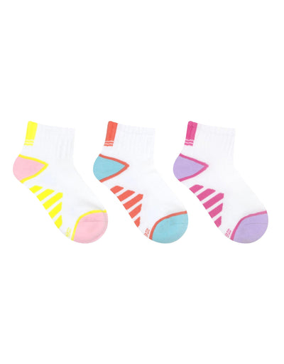 Sue Athletic 3-Pack Quarter Socks for Toddlers and Kids, flat laid