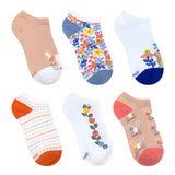 Hopsy's Garden 6-Pack No Show Socks for Toddlers and Kids, flat laid
