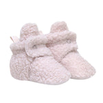 Sherpa Snap Booties in Pastel Pink, perspective view