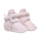 Sherpa Snap Booties in Pastel Pink, perspective view
