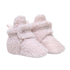 Sherpa Snap Booties in Pastel Pink, perspective view