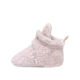 Sherpa Snap Booties in Pastel Pink, side view