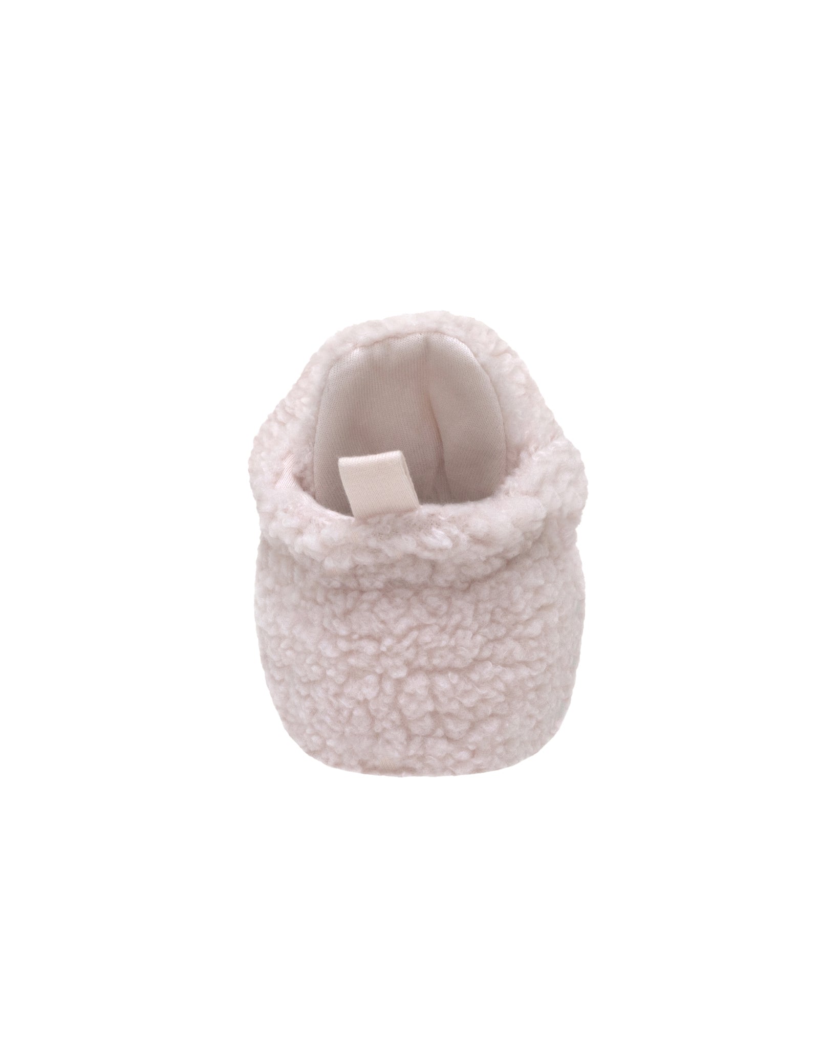Sherpa Snap Booties in Pastel Pink, back view