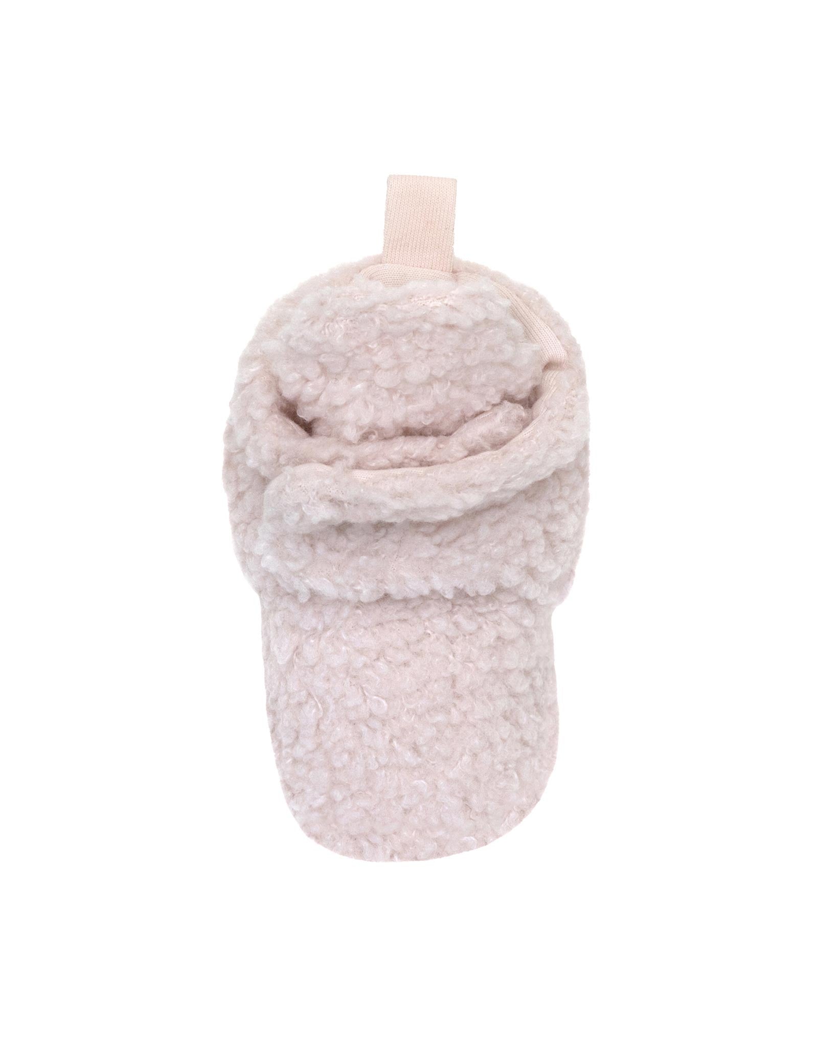 Sherpa Snap Booties in Pastel Pink, top view